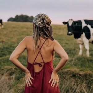 Red Backless Halter Sundress